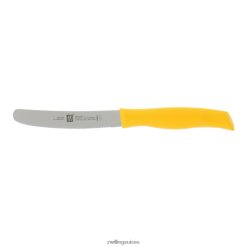 Zwilling Couteau utilitaire à double poignée de 4,5 pouces jaune, bord dentelé HV28V186 coutellerie
