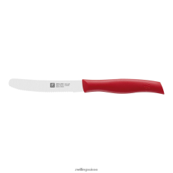Zwilling Couteau utilitaire double poignée de 4,5 pouces rouge, bord dentelé HV28V185 coutellerie