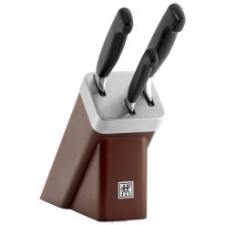 Zwilling four star 4 pièces, set de couteaux avec bloc auto-affûtant, marron HV28V127 coutellerie