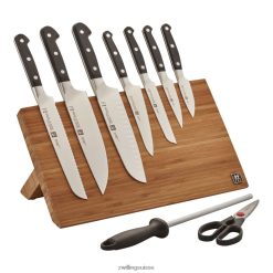 Zwilling pro 10 pièces, ensemble avec bloc de chevalet magnétique en bambou HV28V390 coutellerie