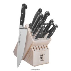 Zwilling professionnel s 10 pièces, ensemble de blocs avec bloc de bois d'hévéa rustique blanc, blanc rustique HV28V339 coutellerie